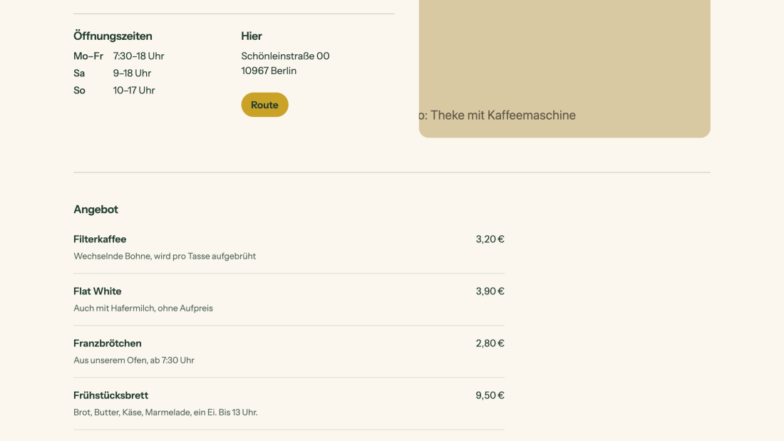 Ausschnitt aus der Seite von Café Schönlein