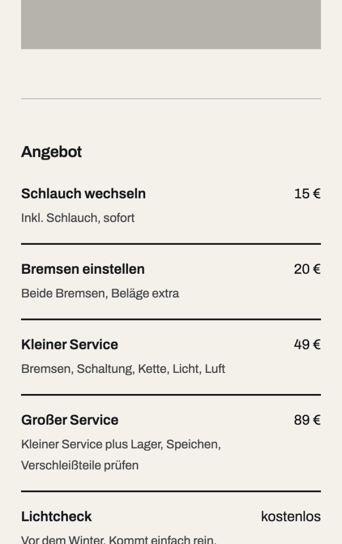 Ausschnitt aus der Seite von Kette & Ritzel